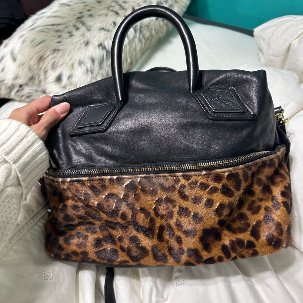 Jas MB London leather Leopard Print Travel bag/ Satchel / Top Handle Handbag